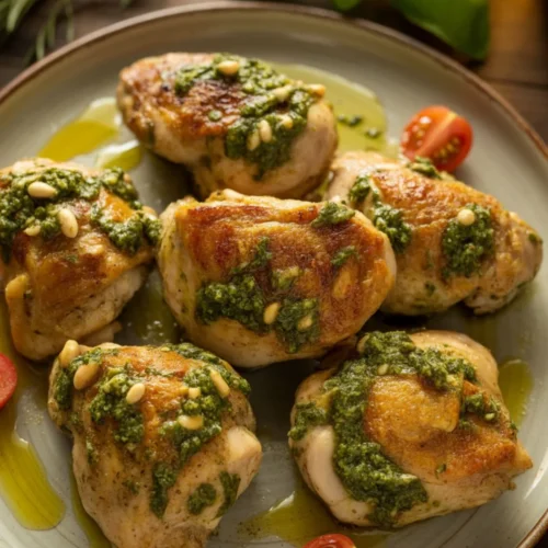 Baked Pesto Chicken Thighs Recipe